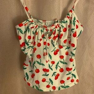 CHERRY CROP TOP 🍒 size x-small, brand new/perfect condition, adjustable tie.